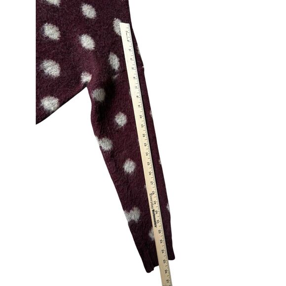 Koan Knitwear Pullover Sweater Large L Mohair Wool Blend Burgundy Red Cream Dot - Picture 6 of 8